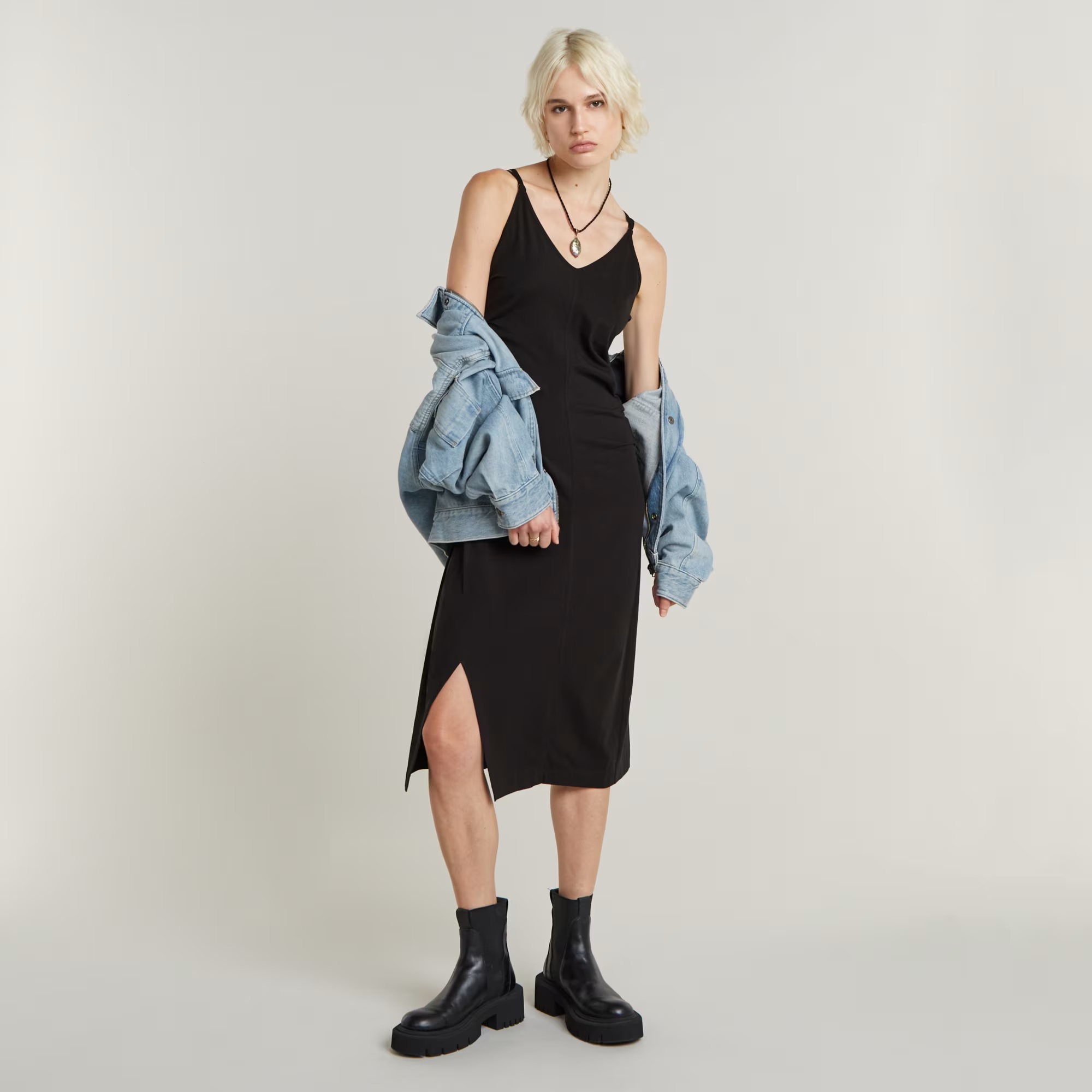 G-Star Spaghetti Strap Slit Jurk - Afbeelding 3