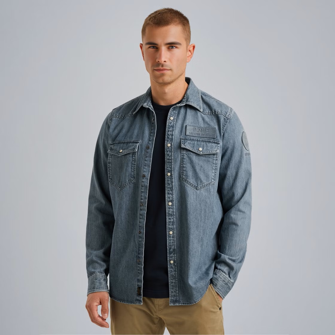 PME Legend Denim Shirt met Badges