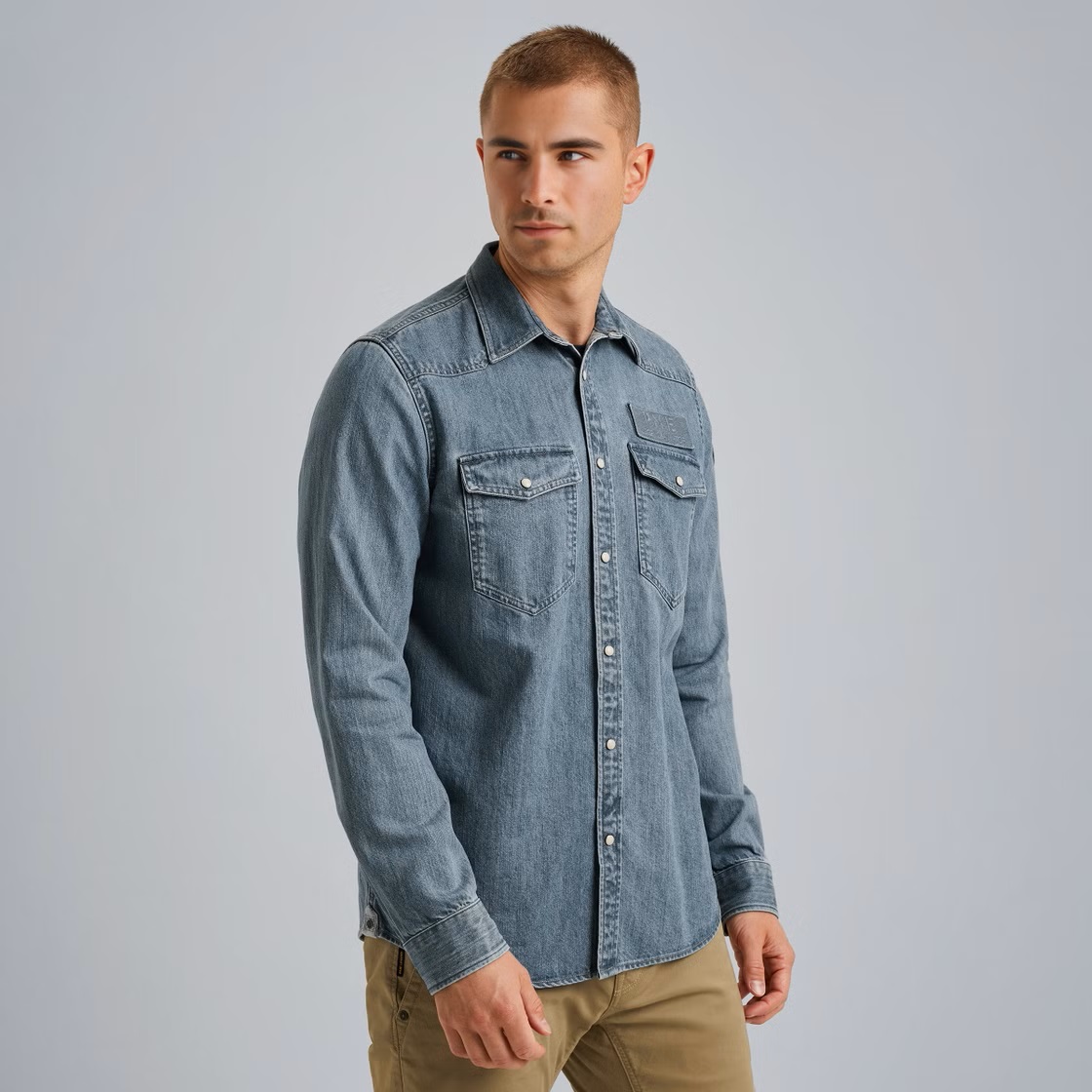 PME Legend Denim Shirt met Badges - Afbeelding 2