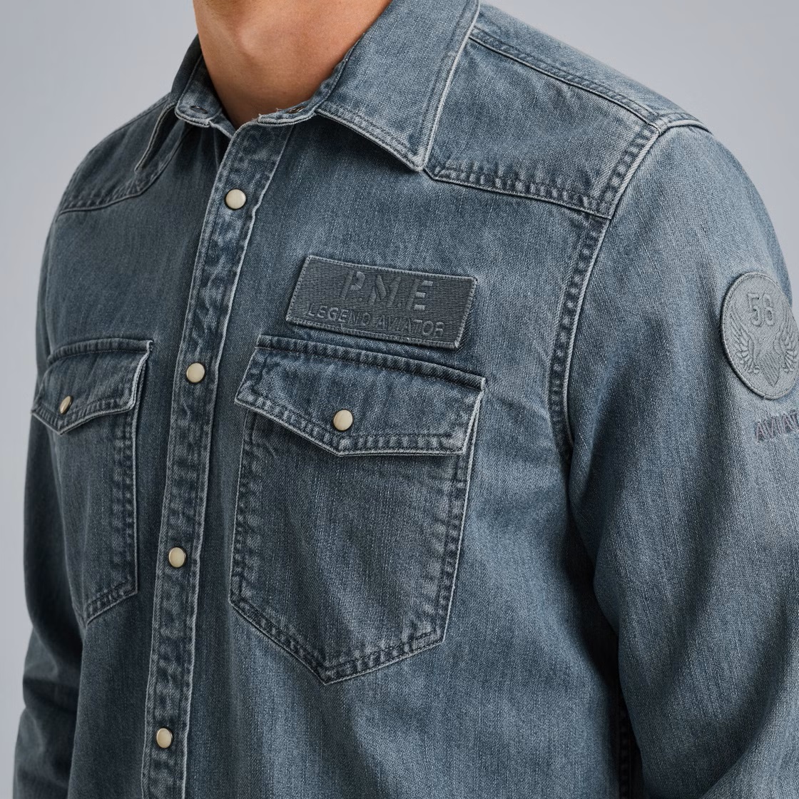 PME Legend Denim Shirt met Badges - Afbeelding 4