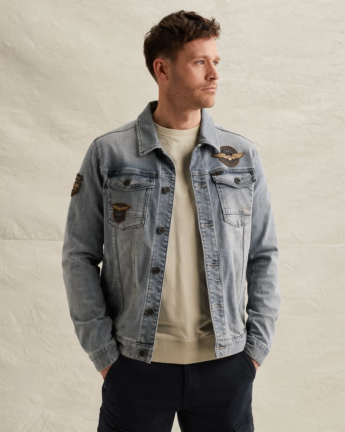 PME Legend Denim Jacket met Badges