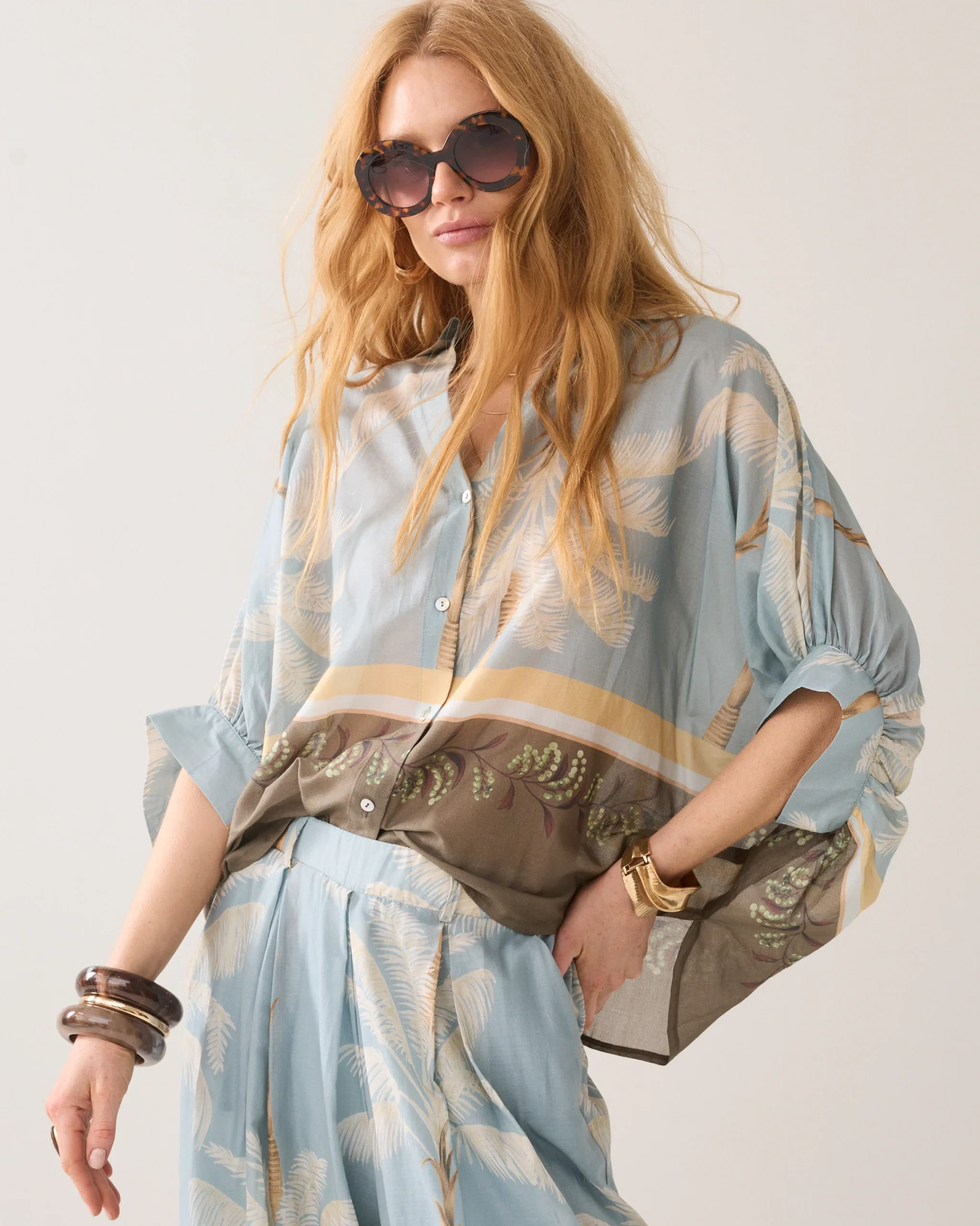 Summum Transparante Blouse met Strandprint
