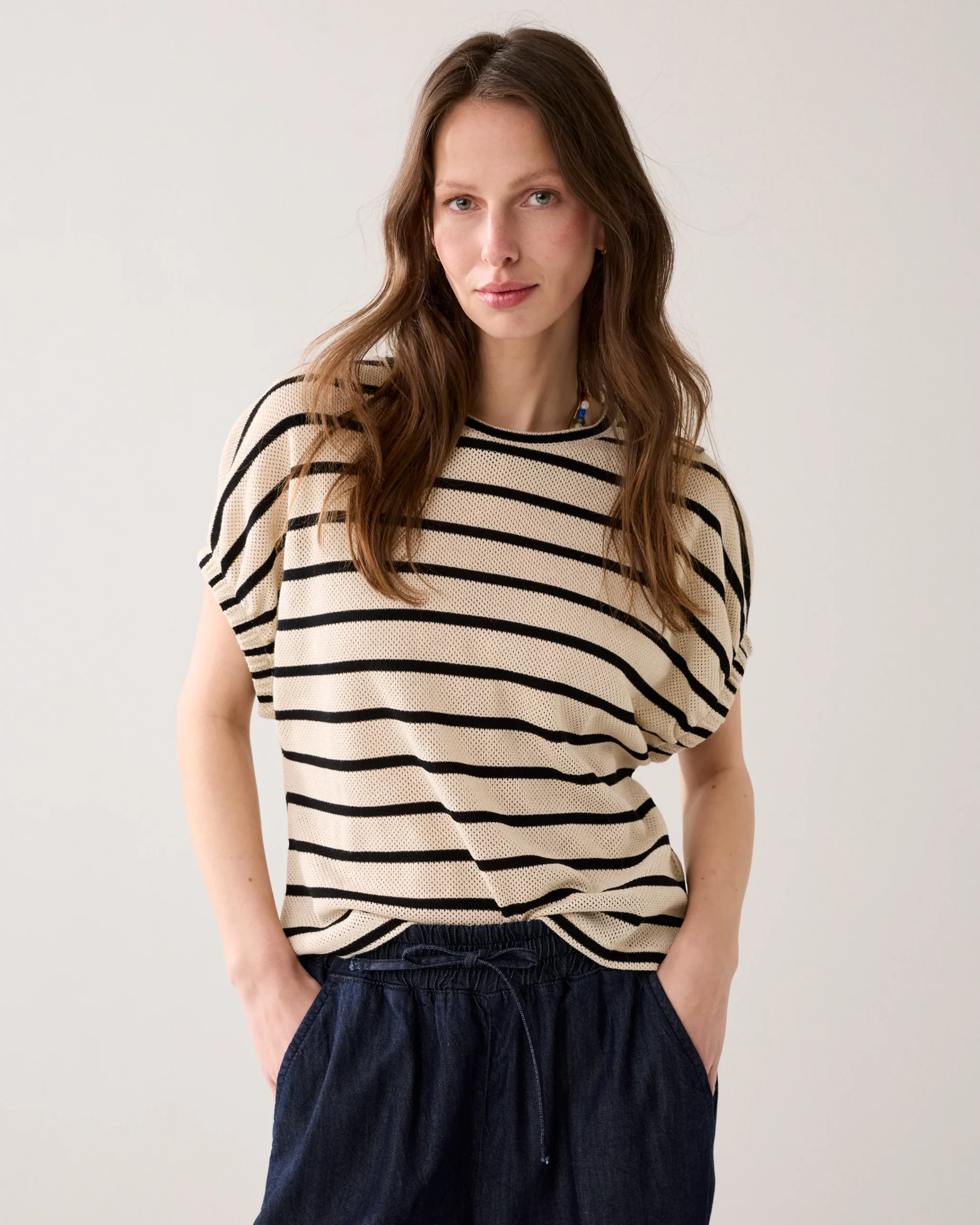 Summum Gestreepte Top Mesh