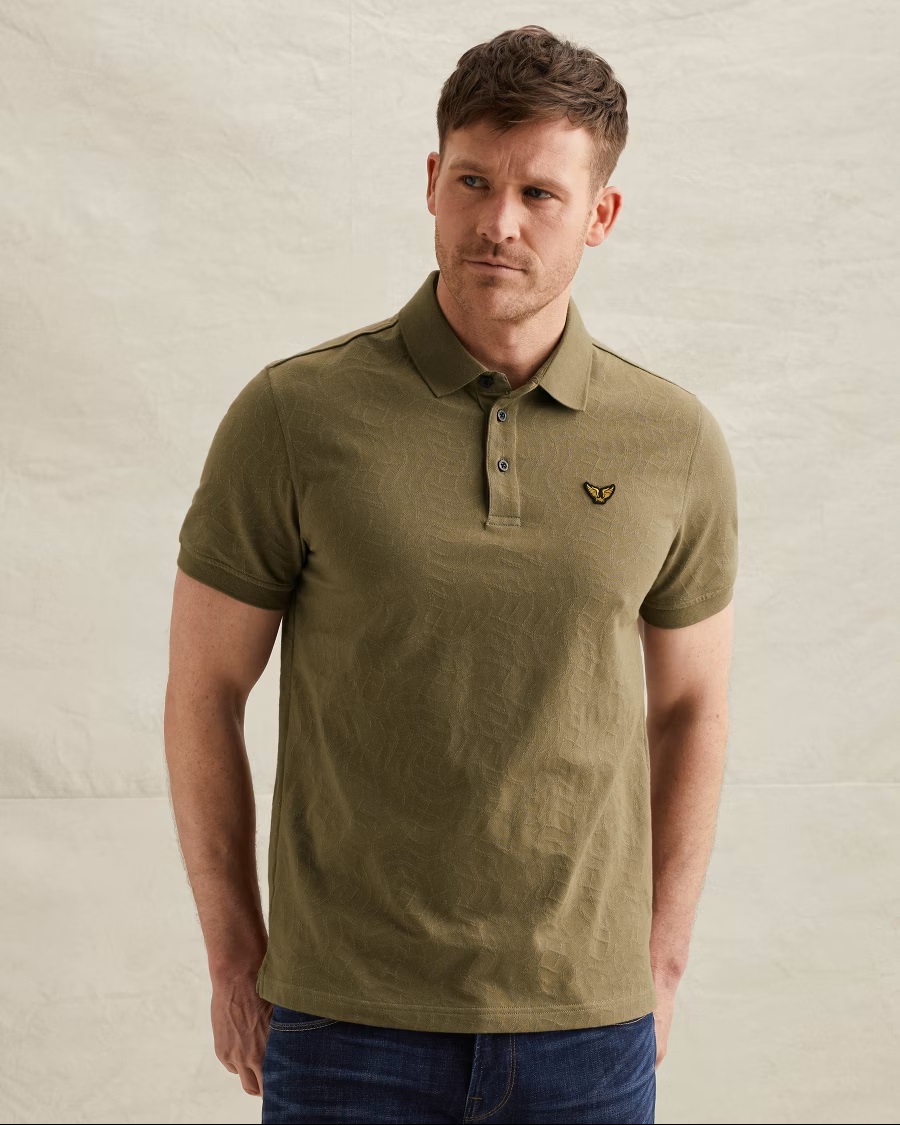PME Legend Jersey Polo met Allover Jacquardpatroon