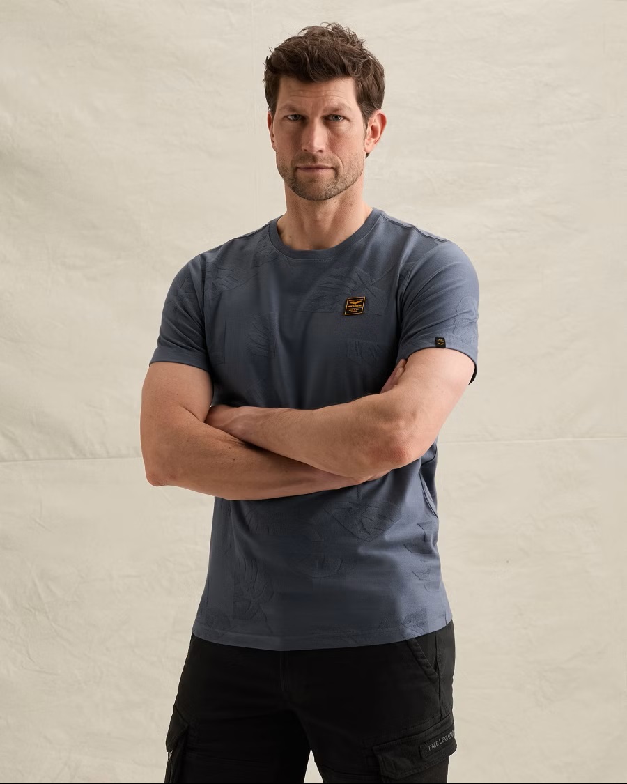 PME Legend T-Shirt met Allover Jacquardpatroon