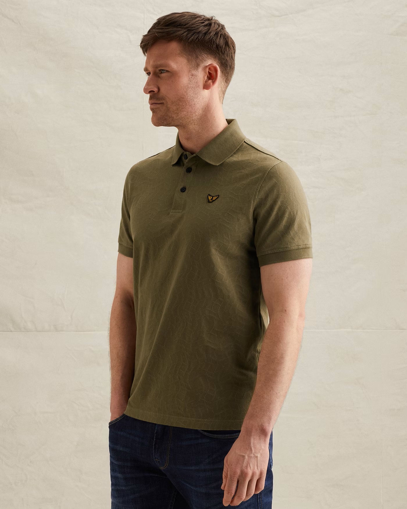 PME Legend Jersey Polo met Allover Jacquardpatroon - Afbeelding 3