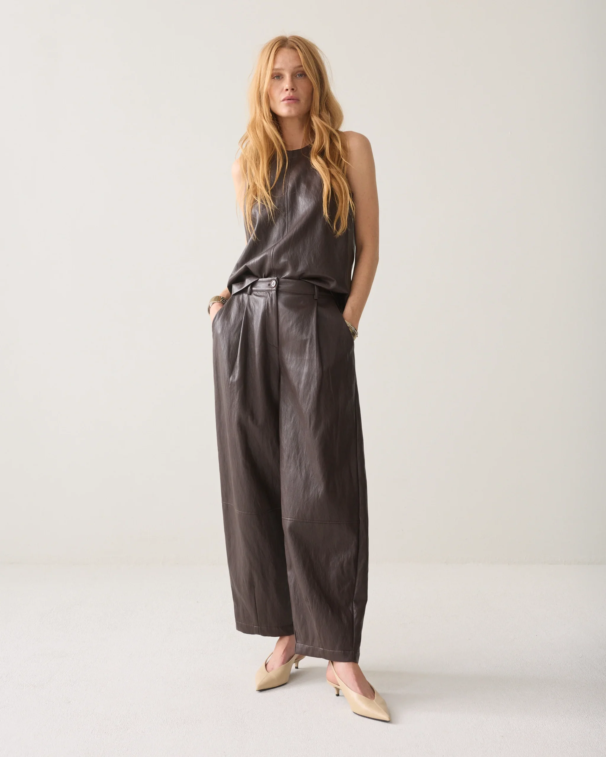 Summum Wijde Broek Faux Leather