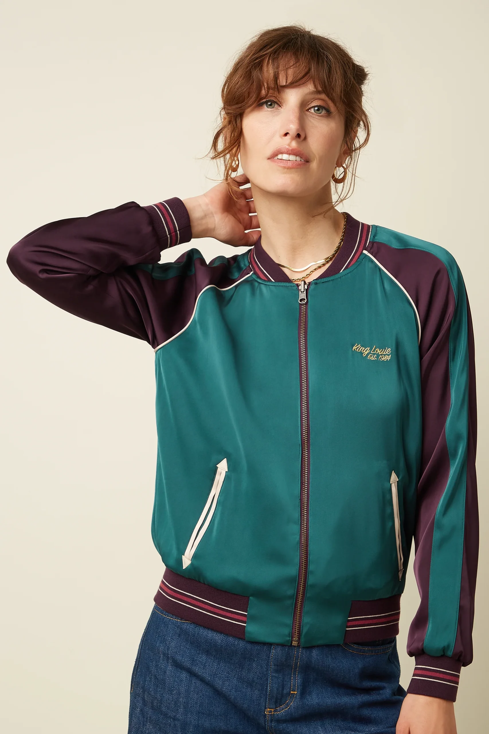 King Louie Bomber Jacket Dusk Satin - Afbeelding 2