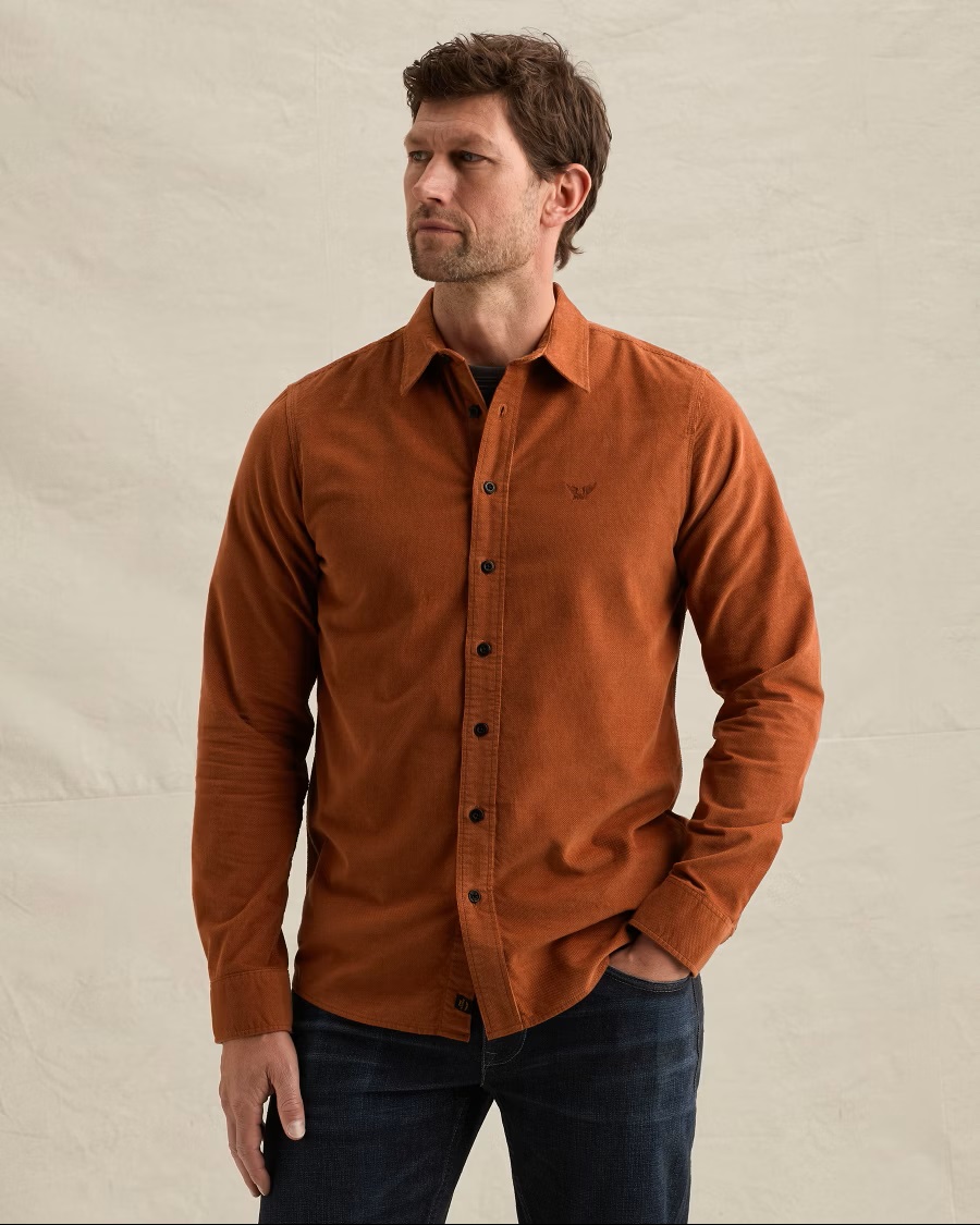 PME Legend Corduroy Overhemd met Borduursel