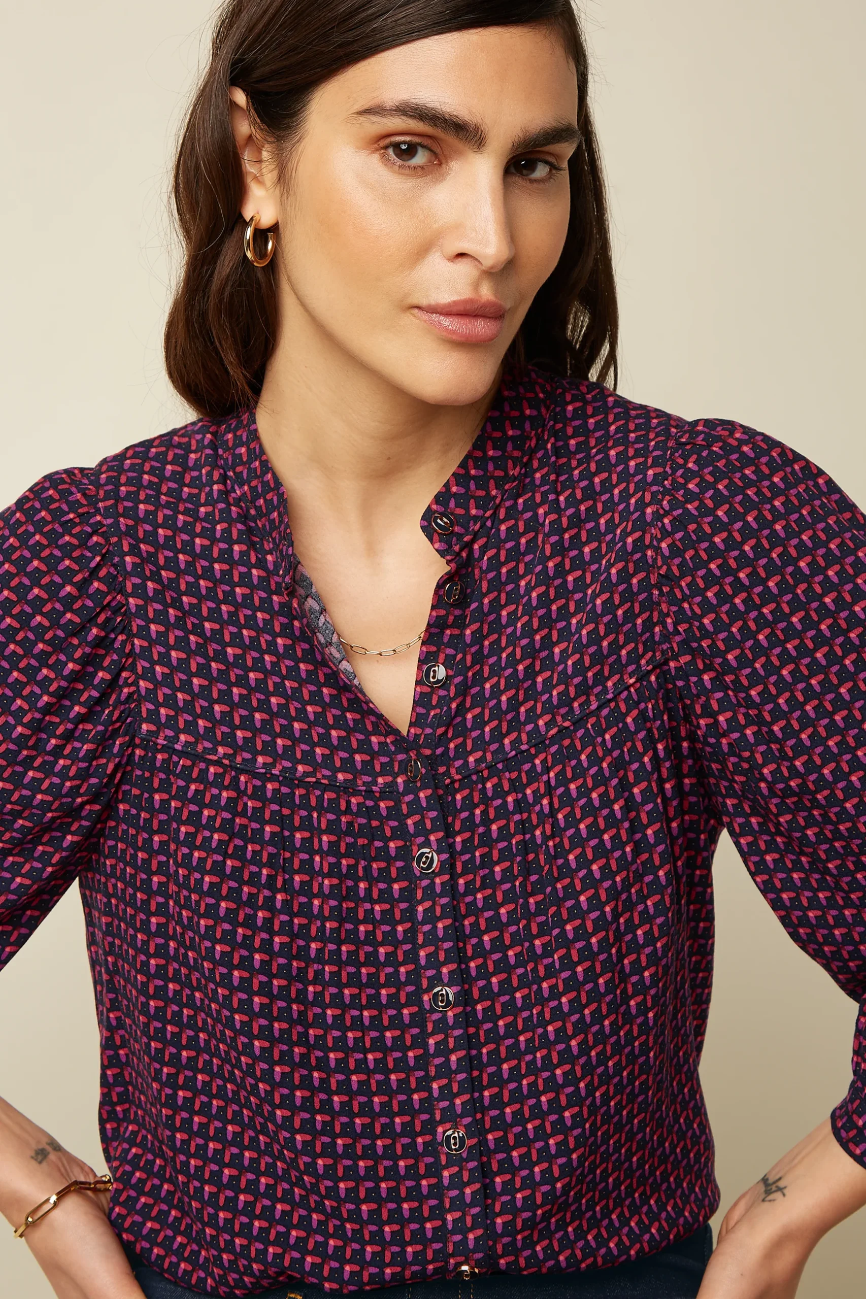 King Louie Leslie Blouse Chartre - Afbeelding 2